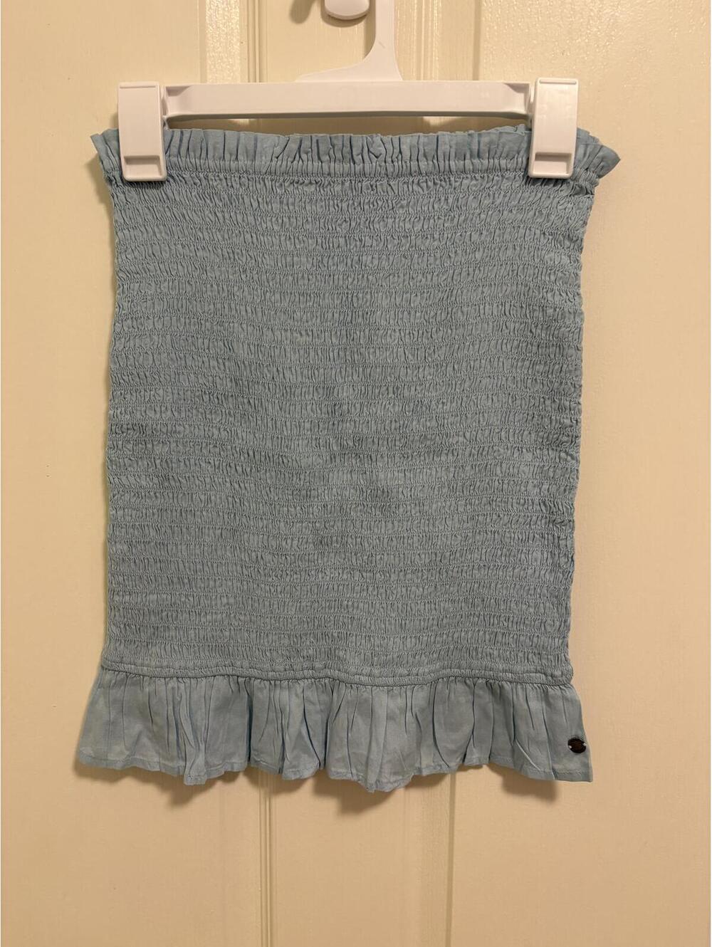 Roxy Light Blue Smocked Skirt with Ruffle Hem Size S